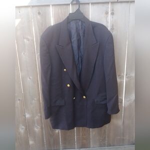Ted Lapidus Wool Men's Classic Double-Breasted Navy Blazer Nautical Gold Button